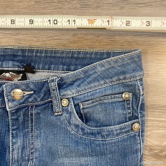 Harley-Davidson Women’s Bootcut Jeans Size 6 Long Medium Wash Stretch Denim - Picture 10 of 11